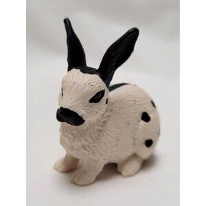 Schleich Vintage Hand-Painted Black & White Spotted Rabbit Figurine Toy Retired